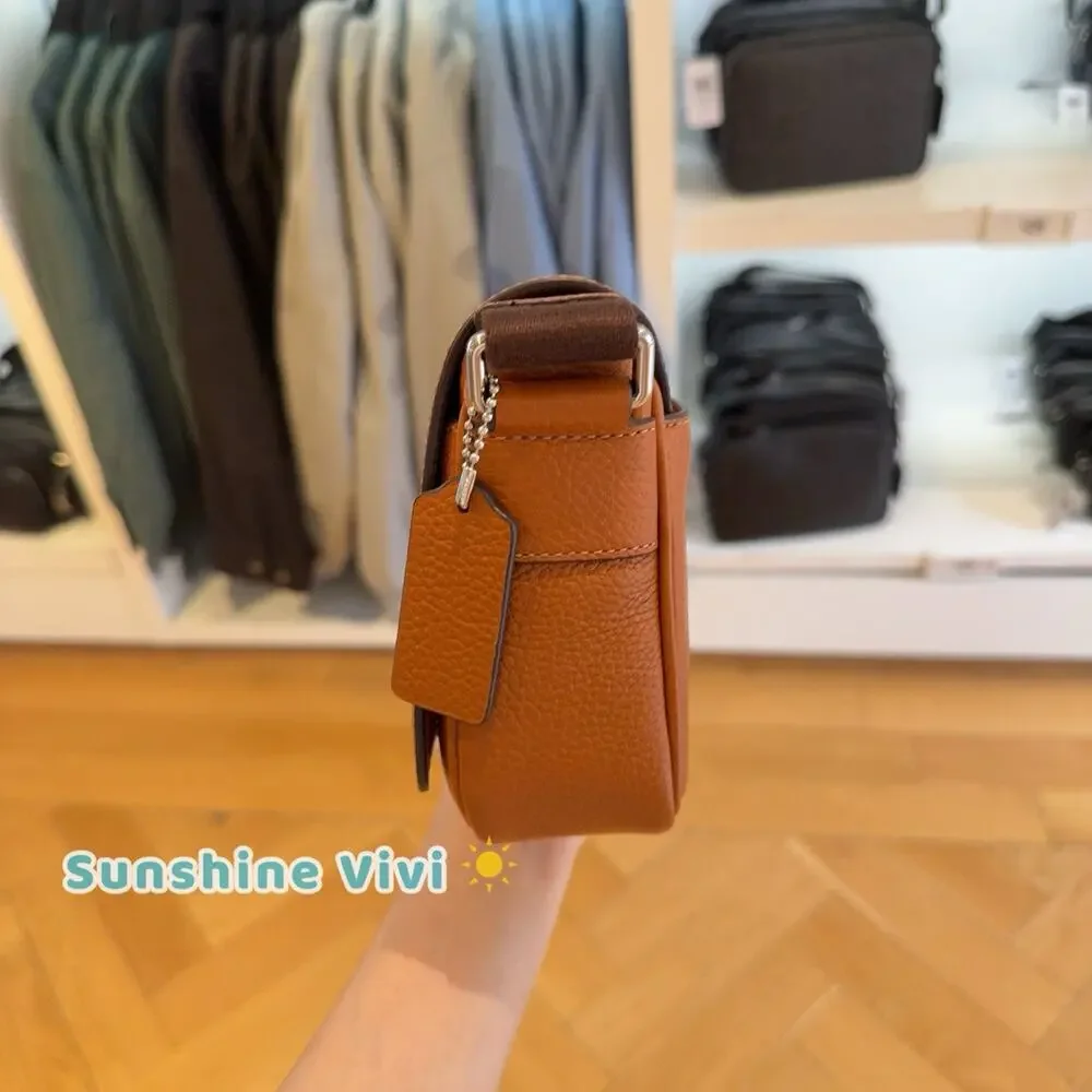 NWT Coach Jack Small Flap Crossbody Bag Amber Brown Soft pebble leather cew73